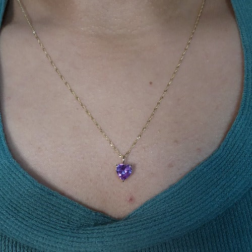 14Kt Gold Alexandrite Heart Pendant Necklace
