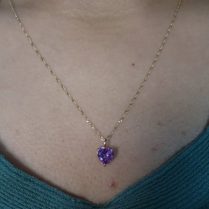 14Kt Gold Alexandrite Heart Pendant Necklace