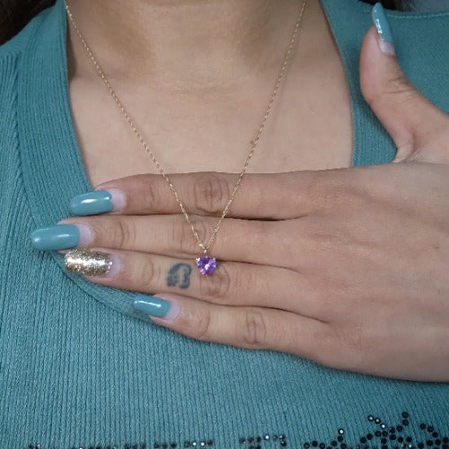 14Kt Gold Alexandrite Heart Pendant Necklace