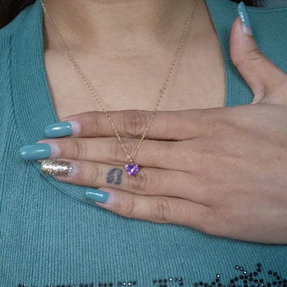 14Kt Gold Alexandrite Heart Pendant Necklace
