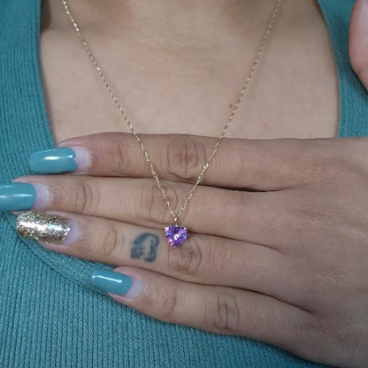 14Kt Gold Alexandrite Heart Pendant Necklace