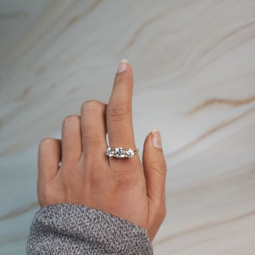 14Kt Gold 2 Ct 3 Stones Lab Grown Diamond Ring