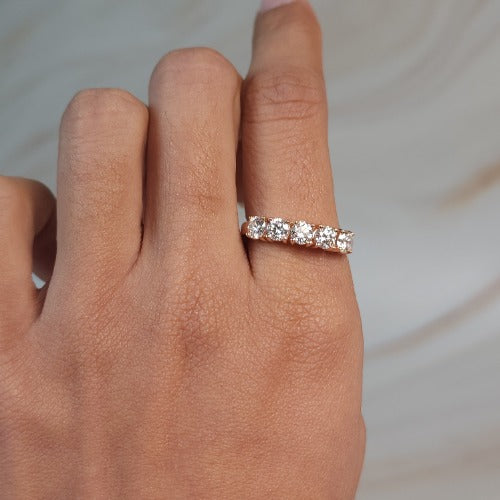 14Kt Gold 1 Ct Lab Grown Diamond 5 Stones Ring