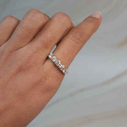 14Kt Gold 1 Ct Lab Grown Diamond 5 Stones Ring