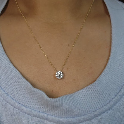 14Kt Gold 1.50 Ct Lab Grown Diamond Pendant Necklace