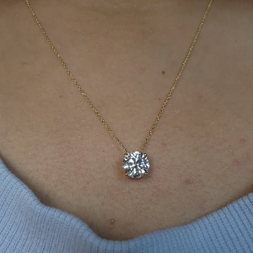 14Kt Gold 1.50 Ct Lab Grown Diamond Pendant Necklace