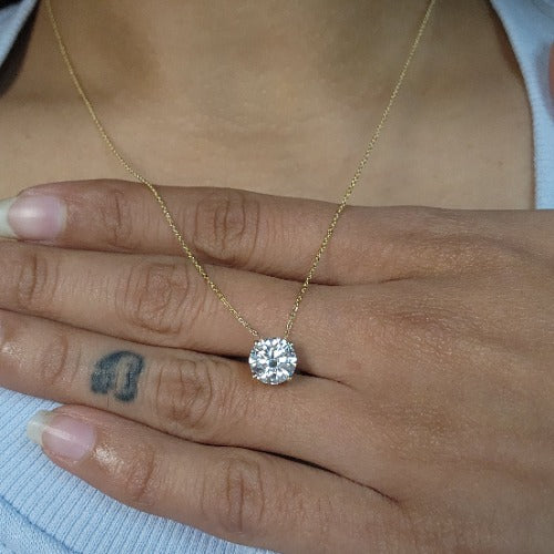 14Kt Gold 1.50 Ct Lab Grown Diamond Pendant Necklace