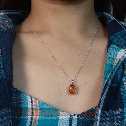 14Kt Gold Orange Citrine Teardrop Pendant
