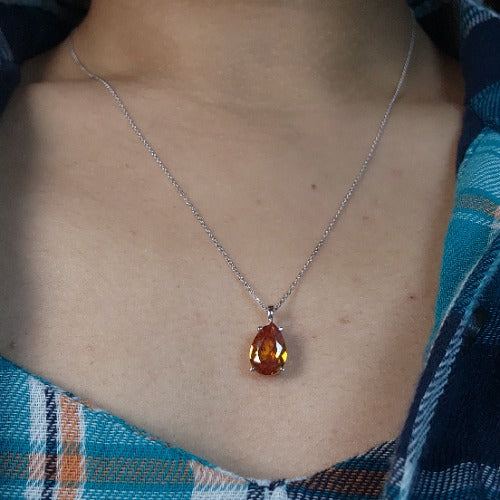 14Kt Gold Orange Citrine Teardrop Pendant