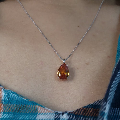 14Kt Gold Orange Citrine Teardrop Pendant