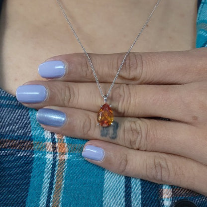 14Kt Gold Orange Citrine Teardrop Pendant
