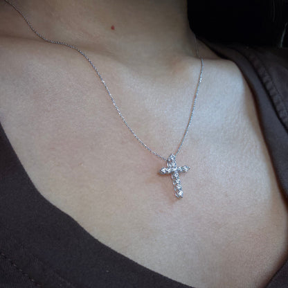 14Kt Gold 1 Ct Lab Grown Diamond Cross Pendant Necklace