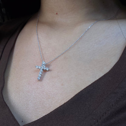 14Kt Gold 1 Ct Lab Grown Diamond Cross Pendant Necklace
