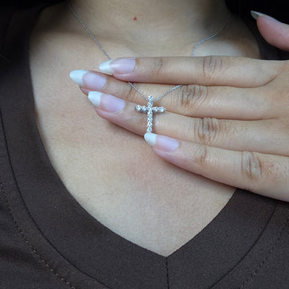 14Kt Gold 0.50 Ct Lab Grown Diamond Cross Pendant Necklace