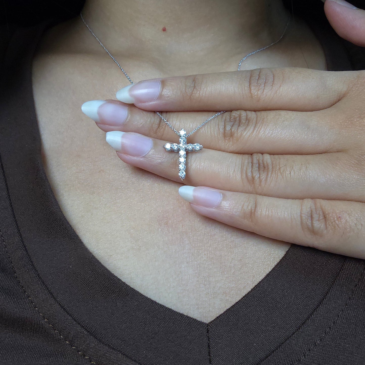 14Kt Gold 1 Ct Lab Grown Diamond Cross Pendant Necklace