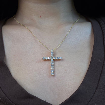 14Kt Gold 1 Ct Lab Grown Diamond Cross Pendant Necklace