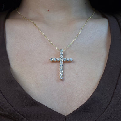 14Kt Gold 0.50 Ct Genuine Natural Diamond Cross Pendant Necklace