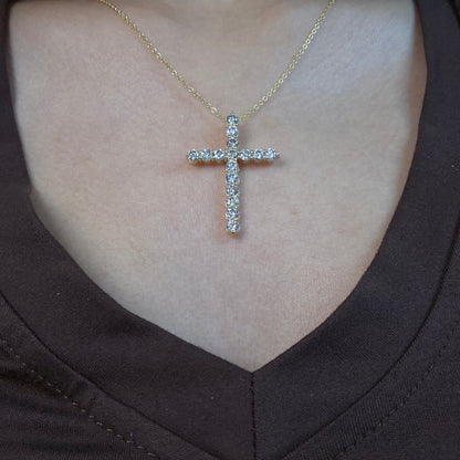 14Kt Gold 1 Ct Lab Grown Diamond Cross Pendant Necklace