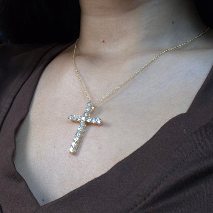 14Kt Gold 1 Ct Lab Grown Diamond Cross Pendant Necklace