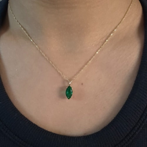 14Kt Gold Emerald Marquise Pendant
