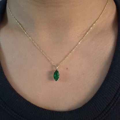 14Kt Gold Emerald Marquise Pendant
