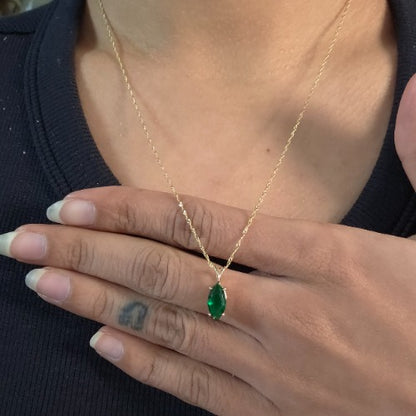 14Kt Gold Emerald Marquise Pendant