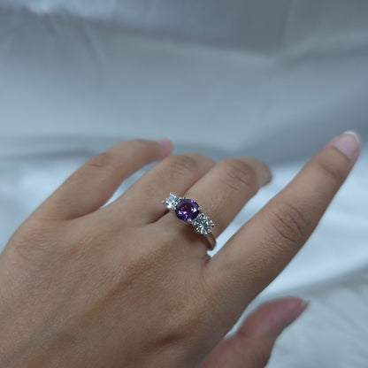 Created Alexandrite & 1Ct Lab Grown Diamond Round ring .925 Sterling Silver