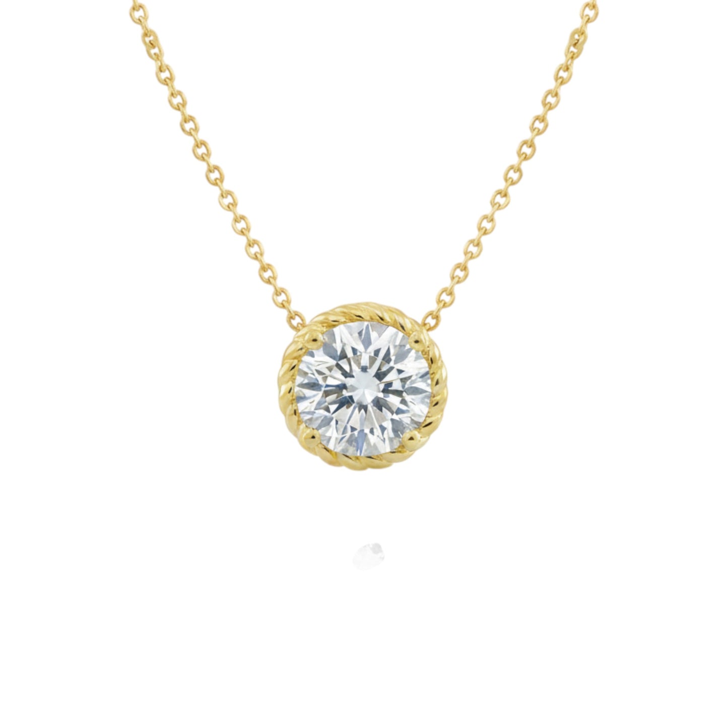 14Kt Gold 1 Ct Lab Grown Diamond Bezel Necklace