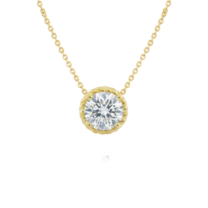 14Kt Gold 1 Ct Lab Grown Diamond Bezel Necklace