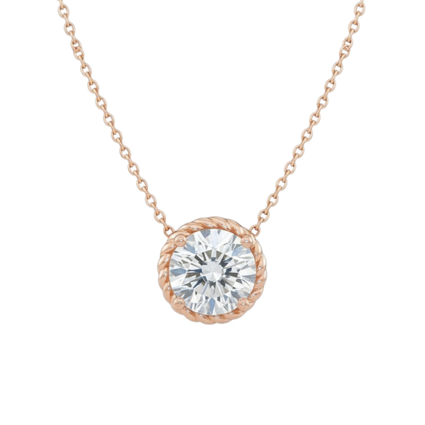 14Kt Gold 1 Ct Lab Grown Diamond Bezel Necklace