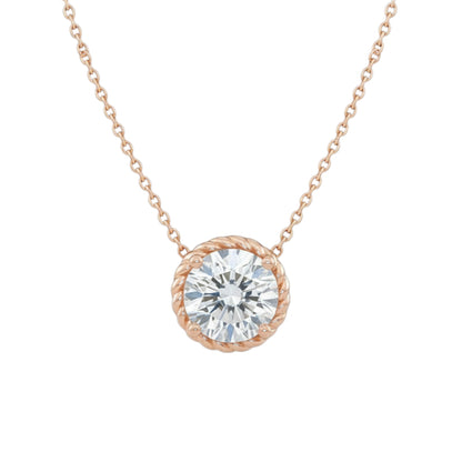 14Kt Gold 1 Ct Lab Grown Diamond Bezel Necklace