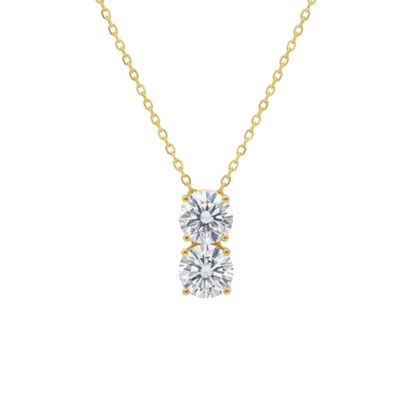 14Kt Gold 1.40 Ct 2 Stone Lab Grown Diamond Necklace Pendant