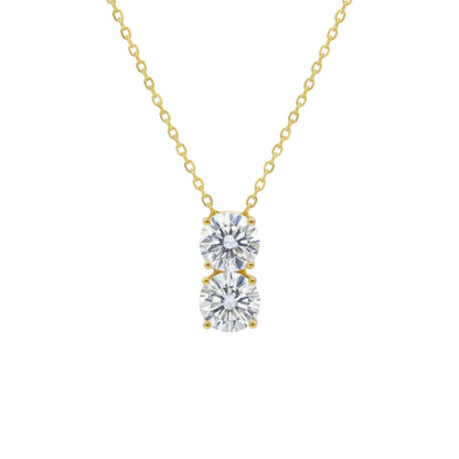 14Kt Gold 1.40 Ct 2 Stone Lab Grown Diamond Necklace Pendant