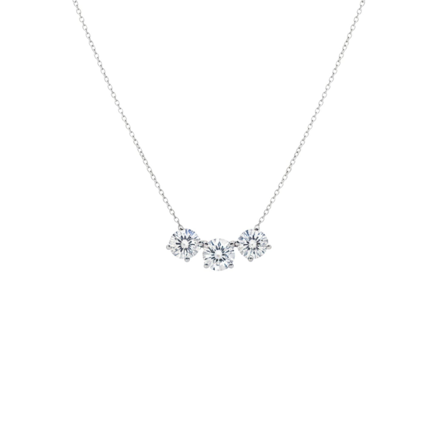 14Kt Gold 1.50 Ct Lab Grown Diamond 3 Stone Diamond Pendant Necklace