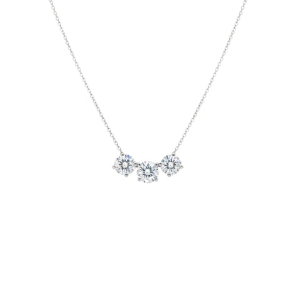 14Kt Gold 1.50 Ct Lab Grown Diamond 3 Stone Diamond Pendant Necklace