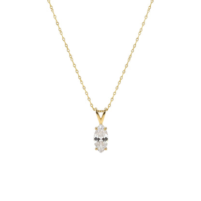 14Kt Gold White Sapphire Marquise Pendant