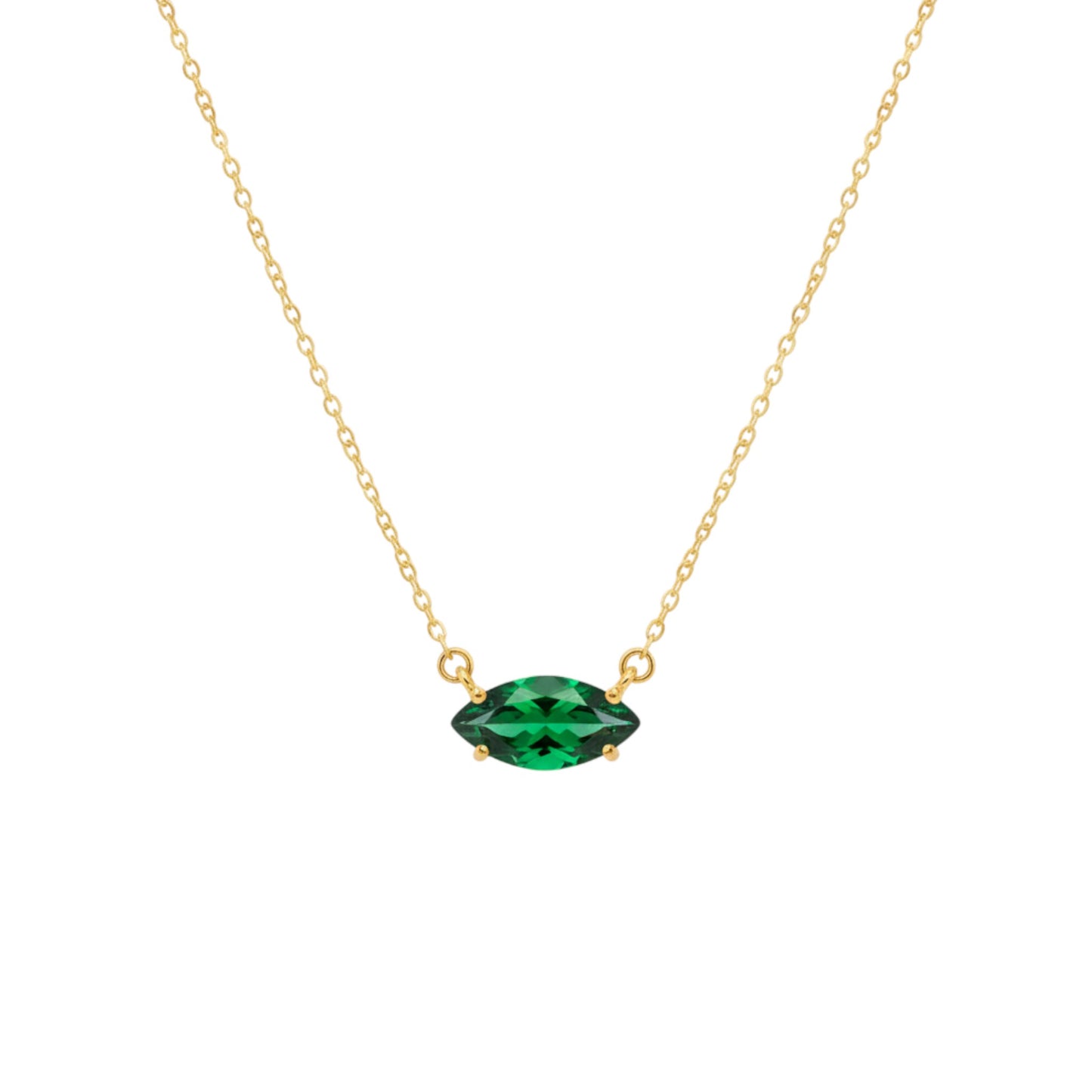 14Kt Gold Emerald Marquise Pendant Necklace