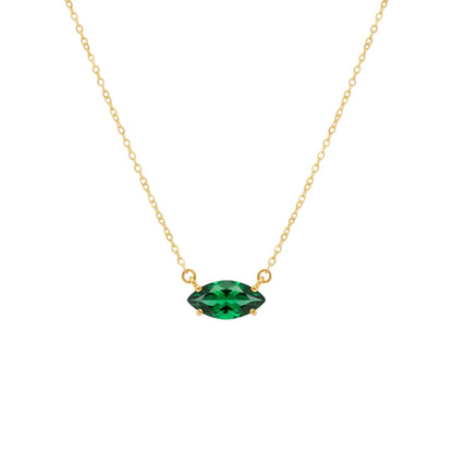 14Kt Gold Emerald Marquise Pendant Necklace