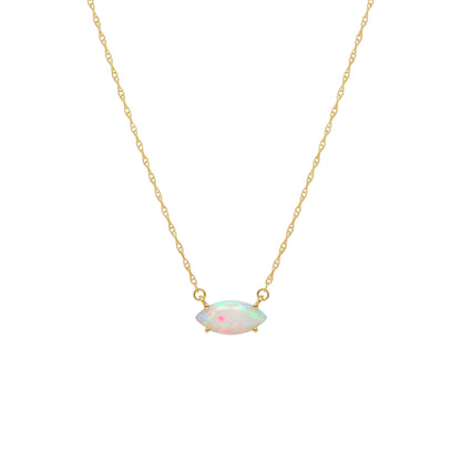 14Kt Gold Opal Marquise Pendant Necklace