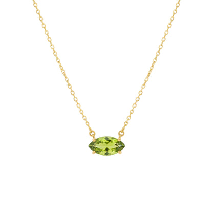 14Kt Gold Peridot Marquise Pendant Necklace