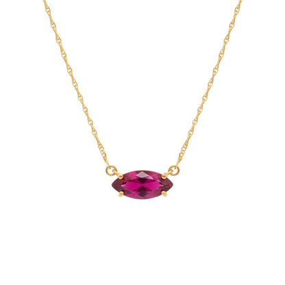 14Kt Gold Ruby Marquise Pendant Necklace