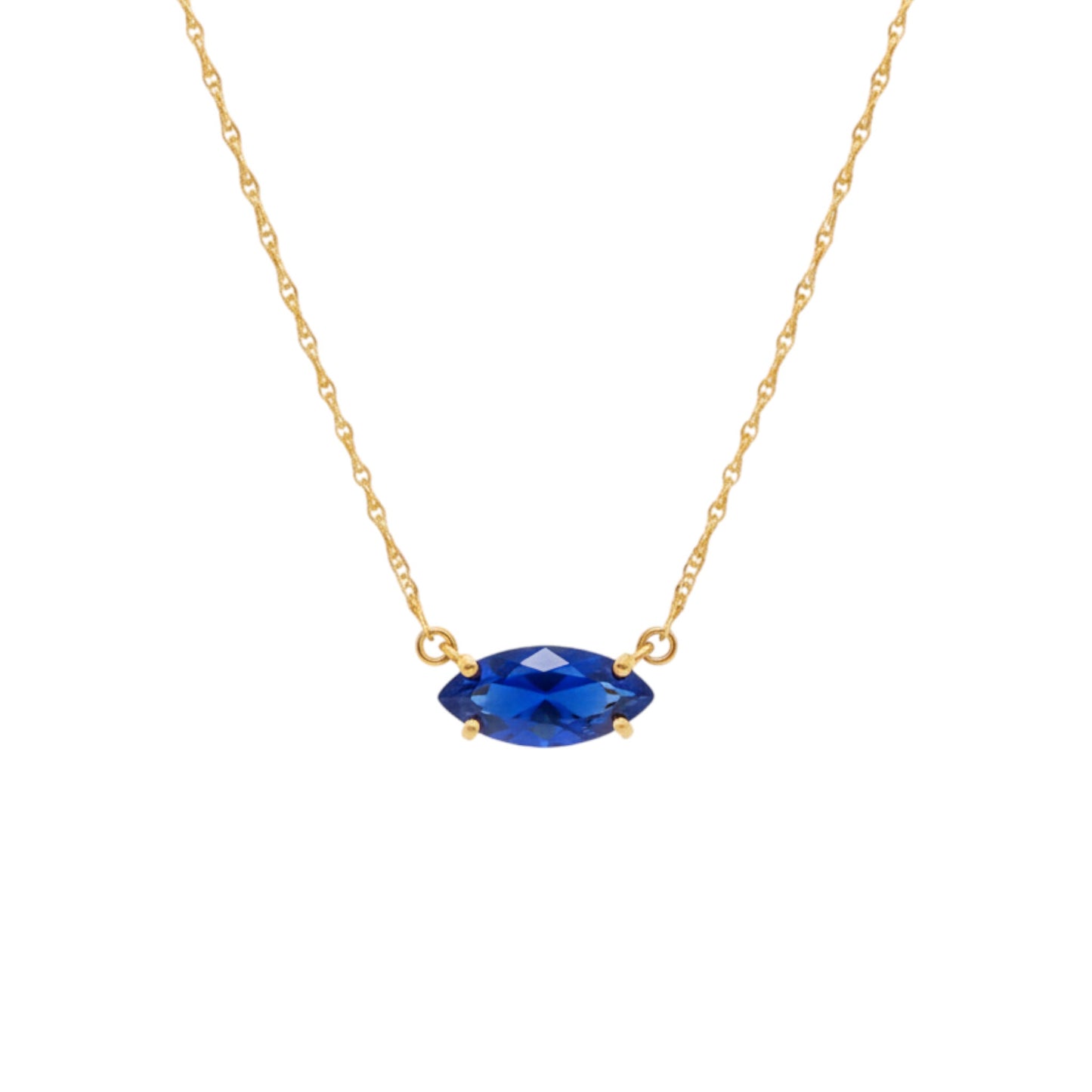 14Kt Gold Tanzanite Marquise Pendant Necklace