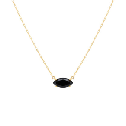 14Kt Gold Black Onyx Marquise Pendant Necklace