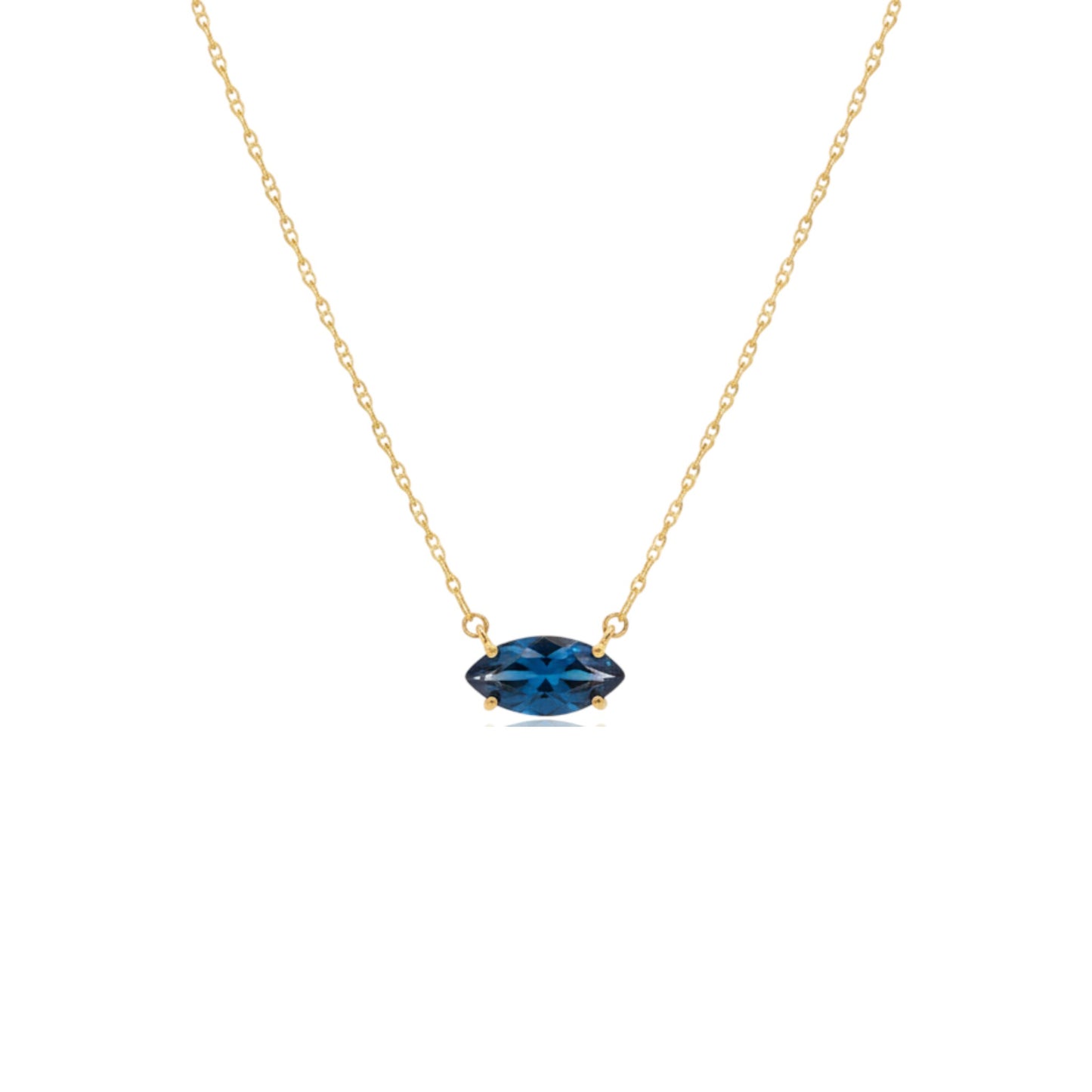 14Kt Gold London Blue Topaz Marquise Pendant Necklace