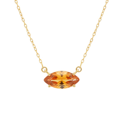 14Kt Gold Orange Citrine Marquise Pendant Necklace