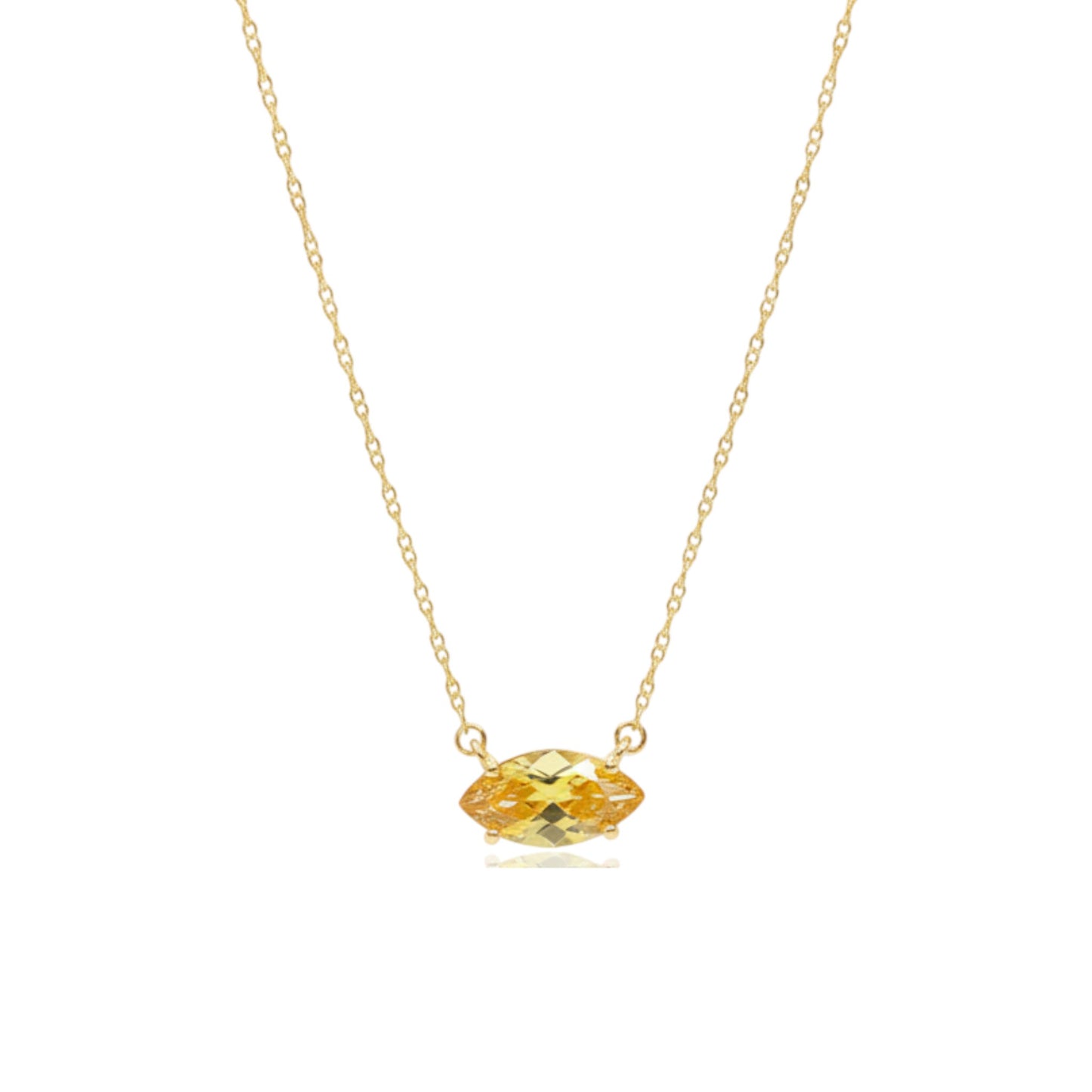 14Kt Gold Citrine Marquise Pendant Necklace