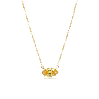 14Kt Gold Citrine Marquise Pendant Necklace