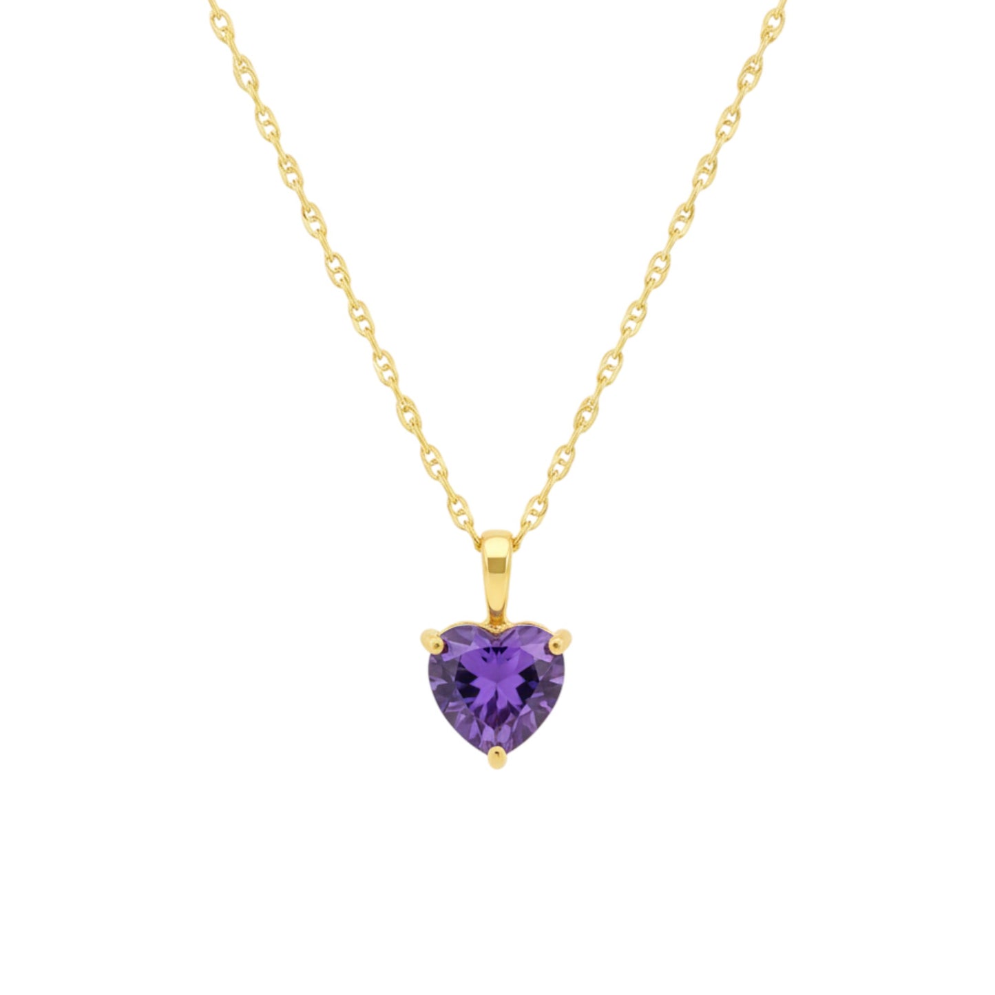 14Kt Gold Amethyst Heart Pendant Necklace