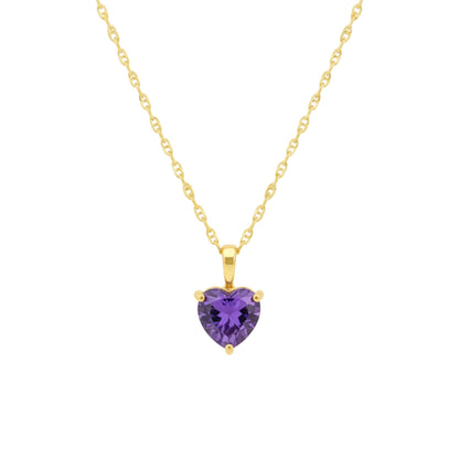 14Kt Gold Amethyst Heart Pendant Necklace