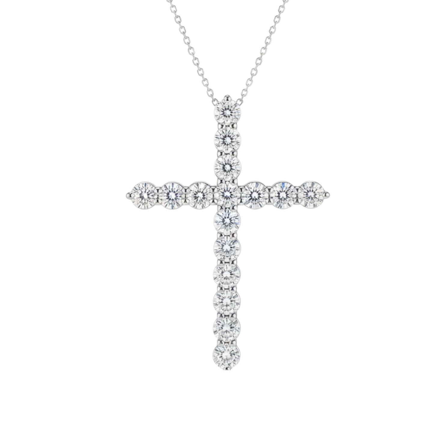 14Kt Gold 2 Ct Lab Grown Diamond Cross Pendant Necklace